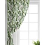 Realhomes Yeşil Tropik Yapraklar Tasarımlı Dijital Baskılı Modern Salon Fon Perde Realhomes