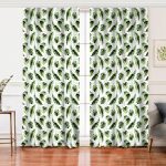 - Perde-10040-Gorsel - Realhomes  Realhomes Yeşil Tropik Yapraklar Tasarımlı Dijital Baskılı Modern Salon Fon Perde Realhomes