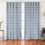 Realhomes Mavi Çizgili Çapa Tasarımlı Dijital Baskılı Modern Salon Fon Perde Realhomes