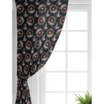 - Perde-10084-Gorsel-1 - Realhomes Realhomes Siyah Zemin Çapa & Dümen Tasarımlı Dijital Baskılı Modern Salon Fon Perde Realhomes