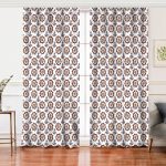 Realhomes Beyaz Zemin Çapa & Dümen Tasarımlı Dijital Baskılı Modern Salon Fon Perde Realhomes