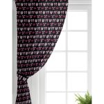 Realhomes Siyah Zemin Pembe Kurdele Tasarımlı Dijital Baskılı Modern Salon Fon Perde Realhomes