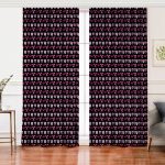 Realhomes Siyah Zemin Pembe Kurdele Tasarımlı Dijital Baskılı Modern Salon Fon Perde Realhomes