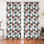 - Perde-10121-Gorsel - Realhomes  Realhomes Kar Zeminli Geyik & Çam Ağacı Tasarımlı Dijital Baskılı Modern Salon Fon Perde Realhomes