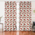 Realhomes Kırmızı Gül & Kozalak Tasarımlı Dijital Baskılı Modern Salon Fon Perde Realhomes