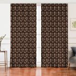 Realhomes Kahve Zemin Kozalak Tasarımlı Dijital Baskılı Modern Salon Fon Perde Realhomes