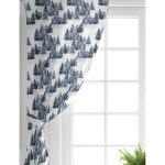 Realhomes Suluboya Çizimli Kış Temalı Çam Ağaçları Dijital Baskılı Modern Salon Fon Perde Realhomes