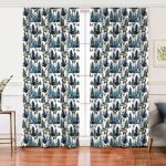 - Perde-10347-Gorsel - Realhomes Realhomes Suluboya Çam Ağacı & Geyik Tasarımlı Dijital Baskılı Modern Salon Fon Perde Realhomes