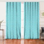 Realhomes Mavi Zemin Papatya Çizimli Dijital Baskılı Modern Salon Fon Perde Realhomes