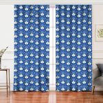 Realhomes Mavi Zemin Kelebek & Çiçekli Özel Tasarım Dijital Baskılı Modern Salon Fon Perde Realhomes