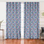 - Perde-10415-Gorsel - Realhomes  Realhomes Mavi Zemin Papatya & Gül Tasarımlı Dijital Baskılı Modern Salon Fon Perde Realhomes