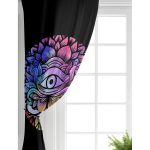 Realhomes Realhomes Siyah Zeminde Renkli Üçüncü Göz Motifli Salon Fon Perde Realhomes