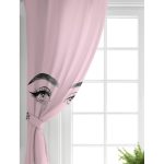 Realhomes Realhomes Pembe Zeminde Kirpik Motifli Özel Tasarım Salon Fon Perde Realhomes