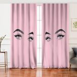 Realhomes Realhomes Pembe Zeminde Kirpik Motifli Özel Tasarım Salon Fon Perde Realhomes