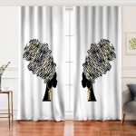 Realhomes Siyah Beyaz Zenci Kadın Motifli Modern Modern Salon Fon Perde Realhomes