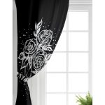 Realhomes Siyah Zeminde Gül Dijital Baskılı Modern Salon Fon Perde Realhomes