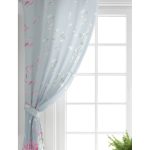 - Perde-5114-Gorsel-1 - Realhomes Realhomes Mavi Zeminde Fuşya Beyaz Ortanca Çiçeği Dijital Baskılı Salon Fon Perde Realhomes