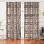 Realhomes Özel Tasarım Kahve İkat Desenli Dijital Baskılı Salon Fon Perde Realhomes