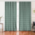 - Perde-5116koyuyesil-Gorsel - Realhomes  Realhomes Özel Tasarım Koyu Yeşil İkat Desenli Dijital Baskılı Salon Fon Perde Realhomes