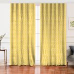 Realhomes Özel Tasarım Sarı İkat Desenli Dijital Baskılı Salon Fon Perde Realhomes