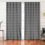 - Perde-5116siyah-Gorsel - Realhomes Realhomes Özel Tasarım Siyah İkat Desenli Dijital Baskılı Salon Fon Perde Realhomes