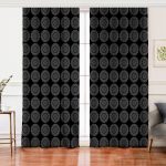 Realhomes Siyah Zeminde Beyaz Mandala Desenli Modern Salon Fon Perde Realhomes