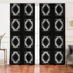 Realhomes Siyah Zeminde Kare Mandala Desenli Özel Tasarım Salon Fon Perde Realhomes