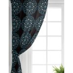 Realhomes Siyah Zeminde Mavi Boncuklu Mandala Modern Salon Fon Perde Realhomes