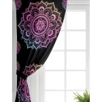 Realhomes Siyah Zeminde Pembe Mavi Mandala Desenli Özel Tasarım Salon Fon Perde Realhomes