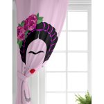 Realhomes Pembe Zeminde Kahlo Frida Dijital Baskılı Salon Fon Perde Realhomes