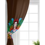 - Perde-5217-Gorsel-1 - Realhomes Realhomes Kahverengi Zeminde Özel Tasarım Frida Kahlo Dijital Baskılı Salon Fon Perde Realhomes