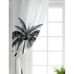 Realhomes Beyaz Zeminde Siyah Palmiye Desenli Özel Tasarım Salon Fon Perde Realhomes