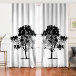 Realhomes Modern Doğa Çizimli Ağaç Motifli Salon Fon Perde Realhomes