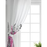 Realhomes Beyaz Zeminde Gri Ve Fuşya Çiçek Dijital Baskılı Salon Fon Perde Realhomes