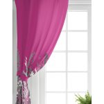 Realhomes Fuşya Zeminde Beyaz Ve Gri Çiçek Motifli Salon Fon Perde Realhomes