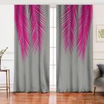 - Perde-5235fusya-Gorsel - Realhomes Realhomes Gri Zeminde Fuşya Palmiye Yaprakları Motifli Salon Fon Perde Realhomes