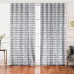 - Perde-5236gri-Gorsel - Realhomes Realhomes Gri Zeminde Geometrik Kare Motifli Modern Salon Fon Perde Realhomes