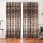 - Perde-5236kahve-Gorsel - Realhomes Realhomes Kahve Zeminde Geometrik Kare Motifli Modern Salon Fon Perde Realhomes