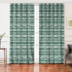 Realhomes Koyu Yeşil Çizgili Motifli Modern Modern Salon Fon Perde Realhomes