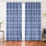 Realhomes Lacivert Çizgili Motifli Modern Modern Salon Fon Perde Realhomes