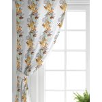 Realhomes Beyaz Zeminde Mavi Ve Turuncu Yaprak Desenli Salon Fon Perde Realhomes