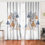 Realhomes Geometrik Çizimlerden Oluşan Baykuş Motifli Özel Tasarım Salon Fon Perde Realhomes