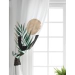 Realhomes Beyaz Zemin Üzerinde Soyut Yaprak Çizimli Modern Salon Fon Perde Realhomes