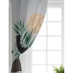 - Perde-5308gri-Gorsel-1 - Realhomes  Realhomes Gri Zemin Üzerinde Soyut Yaprak Çizimli Modern Özel Tasarım Salon Fon Perde Realhomes