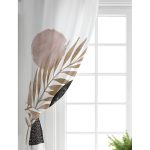 Realhomes Beyaz Zemin Üzerinde Gold Yaprak Motifli Modern Salon Fon Perde Realhomes