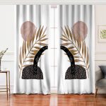 Realhomes Beyaz Zemin Üzerinde Gold Yaprak Motifli Modern Salon Fon Perde Realhomes