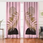 - Perde-5316pembe-Gorsel - Realhomes  Realhomes Pembe Zemin Üzerinde Soyut Çizim Ay Ve Yaprak Motifli Salon Fon Perde Realhomes