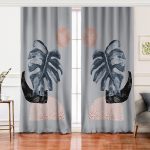 - Perde-5320gri-Gorsel - Realhomes Realhomes Gri Zemin Üzerinde Tropik Yaprak Desen Dijital Baskılı Salon Fon Perde Realhomes