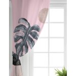 Realhomes Pembe Zeminde Tropik Yaprak Desen Dijital Baskılı Özel Tasarım Salon Fon Perde Realhomes