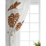 - Perde-5360-Gorsel-1 - Realhomes  Realhomes Gri Zeminde Palmiye Yaprakları Motifli Salon Fon Perde Realhomes